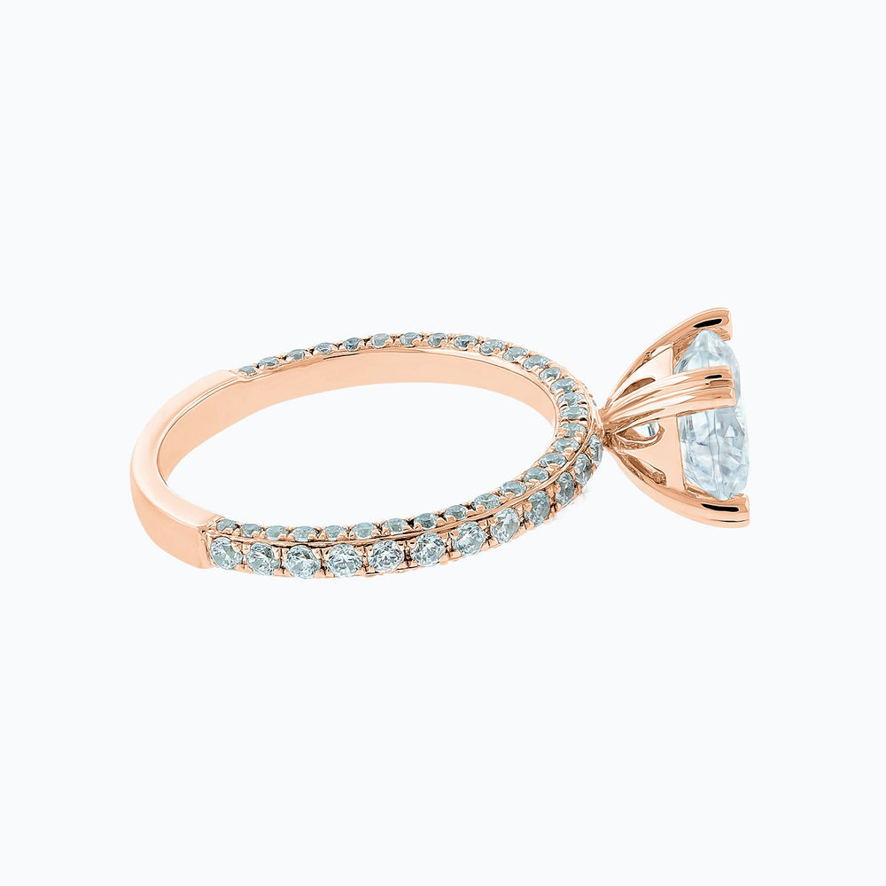 
          
          Load image into Gallery viewer, Nicola Moissanite Round Pave Diamonds Rose Gold Ring
          
          