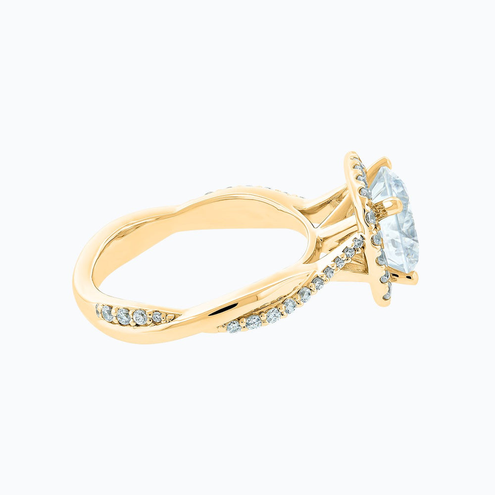 
          
          Load image into Gallery viewer, Teana Round Halo Pave Diamonds Ring 18K Yellow Gold
          
          