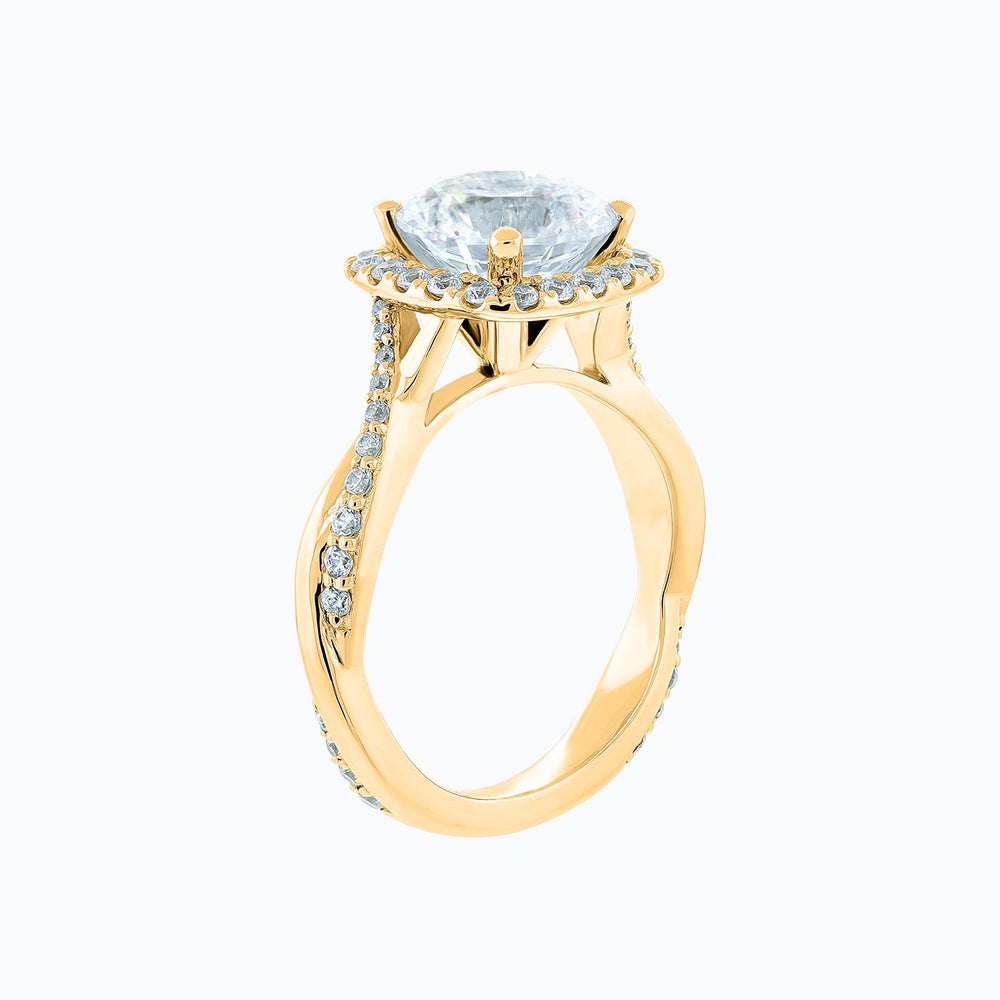 
          
          Load image into Gallery viewer, Teana Round Halo Pave Diamonds Ring 18K Yellow Gold
          
          