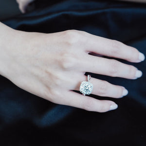 
          
          Load image into Gallery viewer, Teana Lab Created Diamond Round Halo Pave Diamonds 18k White Gold Ring
          
          