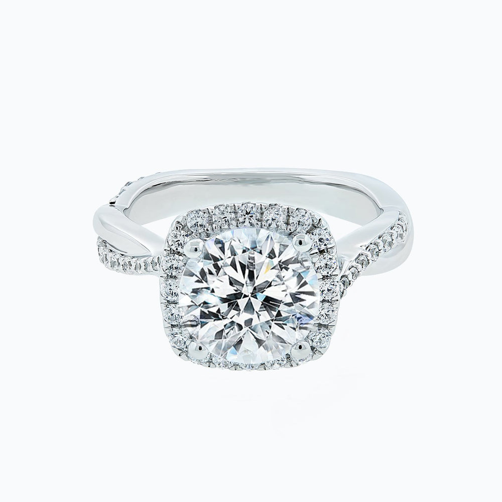 Teana Lab Created Diamond Round Halo Pave Diamonds Platinum Ring