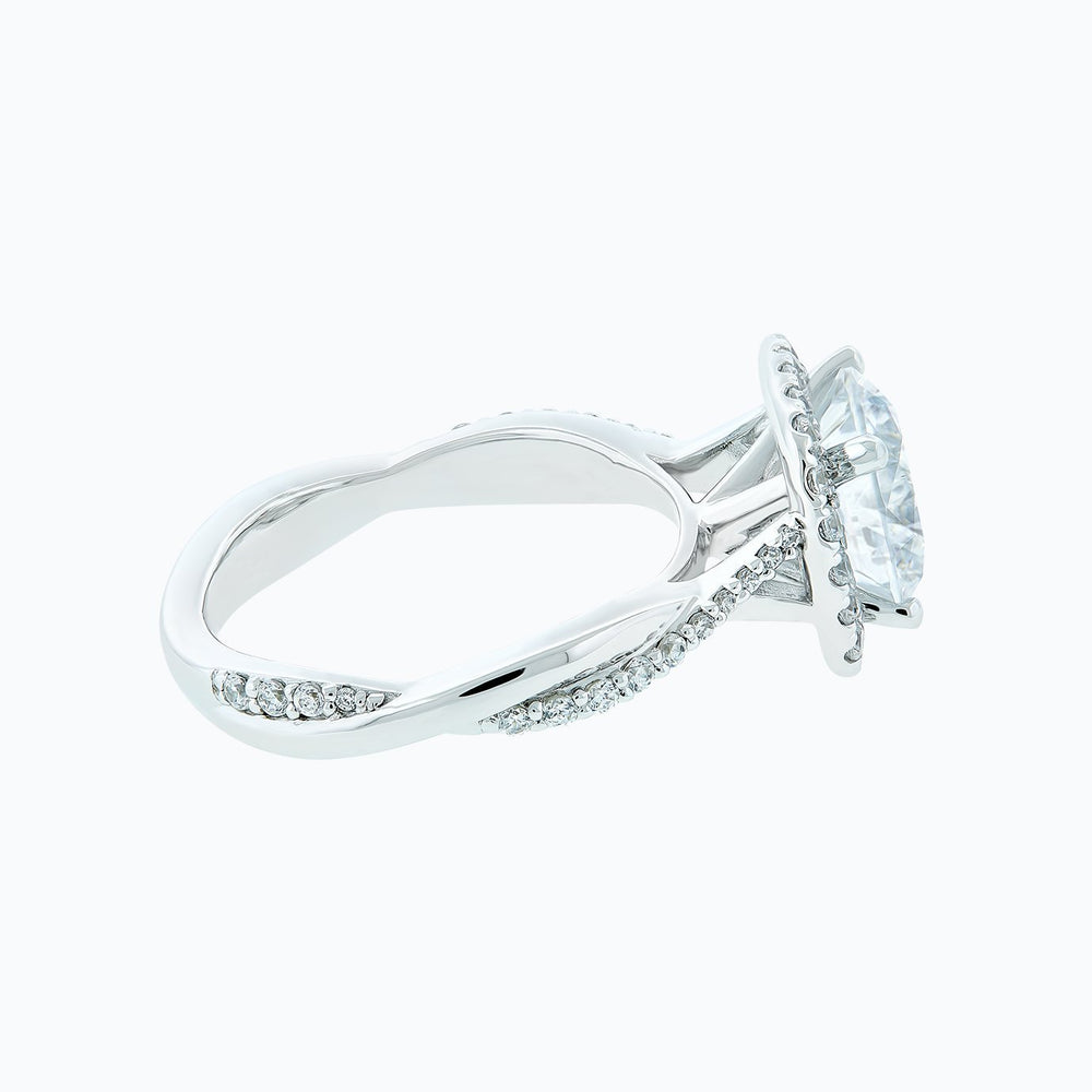 
          
          Load image into Gallery viewer, Teana Round Halo Pave Diamonds Ring 14K White Gold
          
          