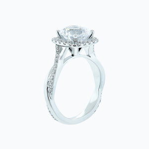 
          
          Load image into Gallery viewer, Teana Round Halo Pave Diamonds Ring 14K White Gold
          
          