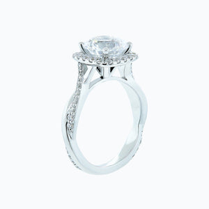 
          
          Load image into Gallery viewer, 1.50ct Teana Moissanite Round Halo Pave Diamonds 18k White Gold Ring
          
          