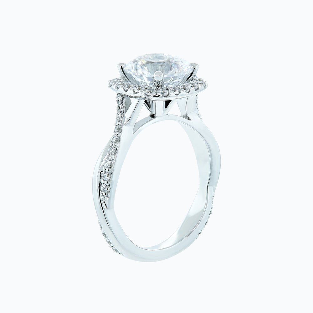 
          
          Load image into Gallery viewer, Teana Round Halo Pave Diamonds Ring 18K White Gold
          
          