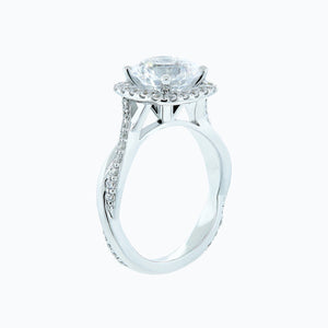 
          
          Load image into Gallery viewer, Teana Round Halo Pave Diamonds Ring 18K White Gold
          
          