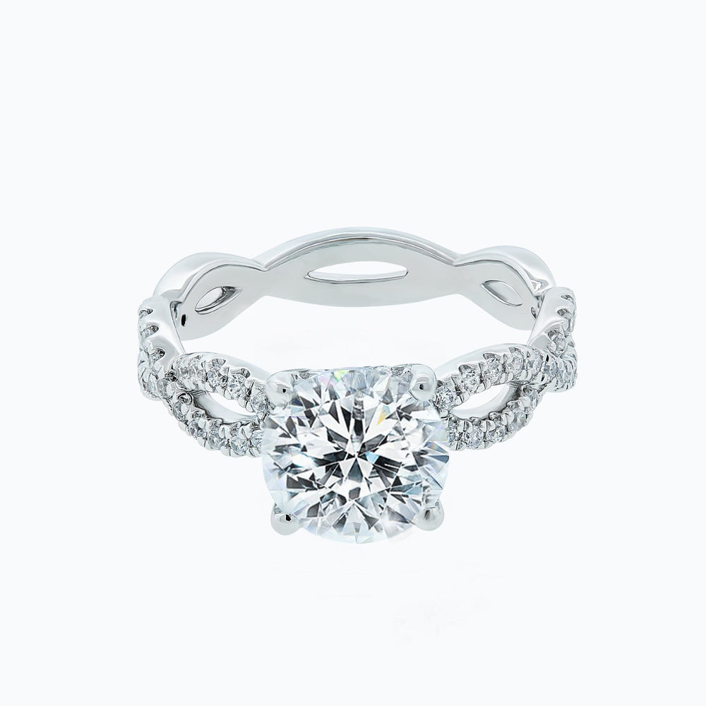 
          
          Load image into Gallery viewer, 1.00ct Teresa Moissanite Round Pave Diamonds 18k White Gold Ring
          
          