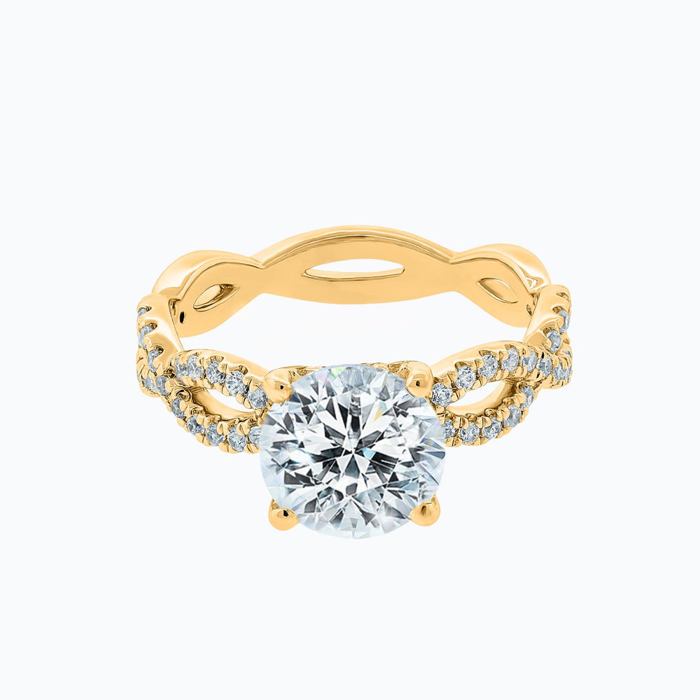 Teresa Moissanite Round Pave Diamonds Yellow Gold Ring