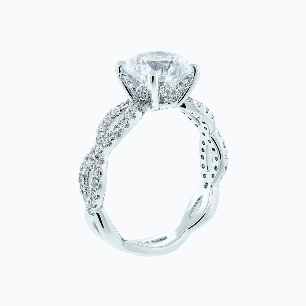 
          
          Load image into Gallery viewer, 3.00ct Teresa Lab Diamond Round Pave Diamonds 18k White Gold Ring
          
          