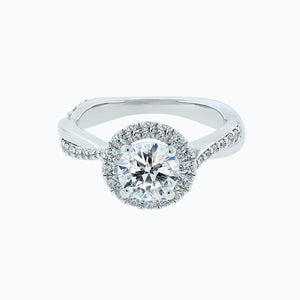
          
          Load image into Gallery viewer, Troy Round Halo Pave Diamonds Ring 14K White Gold
          
          