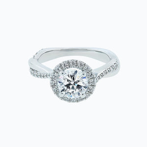 
          
          Load image into Gallery viewer, 1.00ct Troy Moissanite Round Halo Pave Diamonds 18k White Gold Ring
          
          