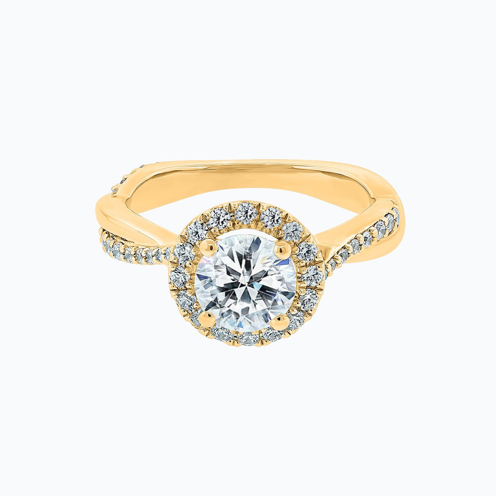
          
          Load image into Gallery viewer, Troy Round Halo Pave Diamonds Ring 18K Yellow Gold
          
          