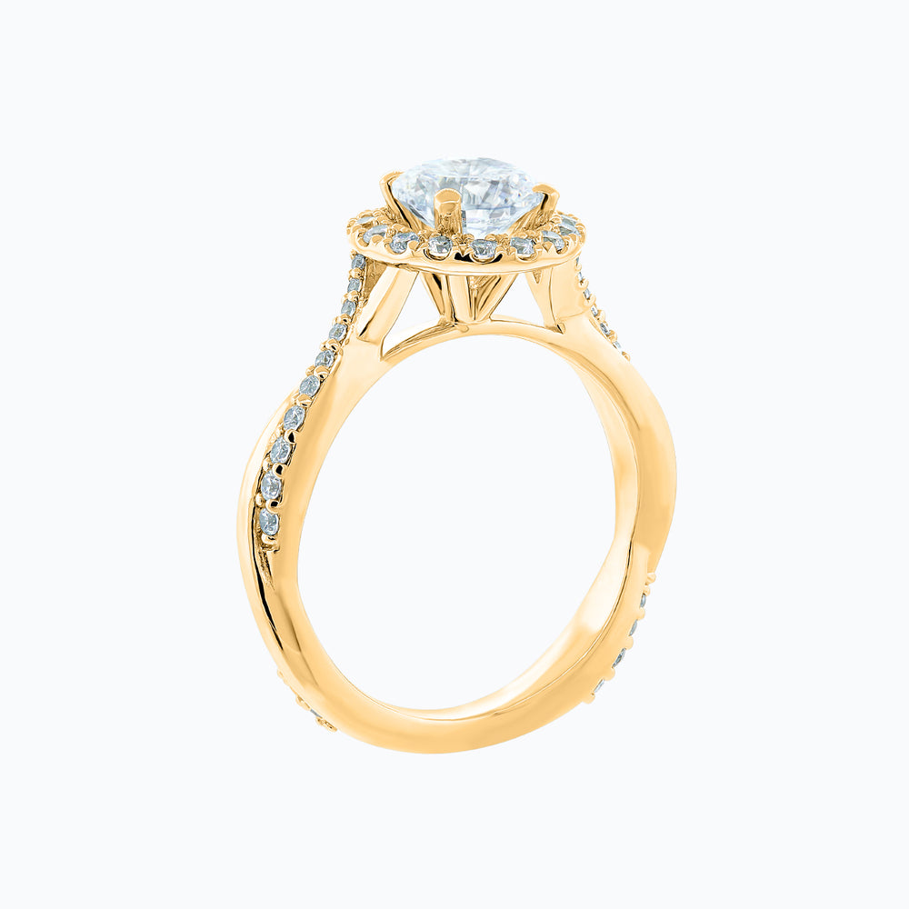 
          
          Load image into Gallery viewer, Troy Lab Created Diamond Round Halo Pave Diamonds Yellow Gold Ring
          
          