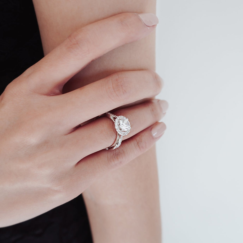 
          
          Load image into Gallery viewer, Troy Moissanite Round Halo Pave Diamonds Ring
          
          