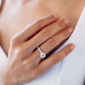 
          
          Load image into Gallery viewer, Talia Lab Created Diamond Round Pave Diamonds 18k White Gold Ring
          
          