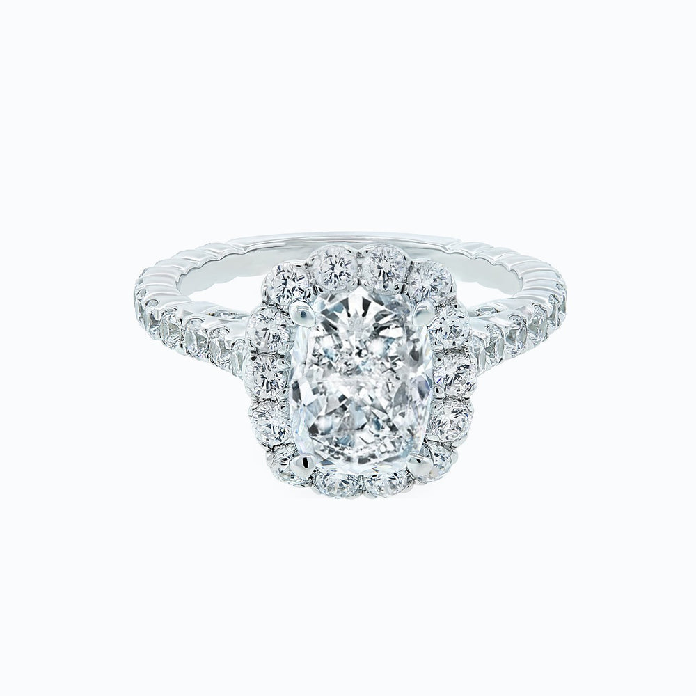 
          
          Load image into Gallery viewer, Naroza Moissanite Cushion Halo Pave Diamonds White Gold Ring
          
          