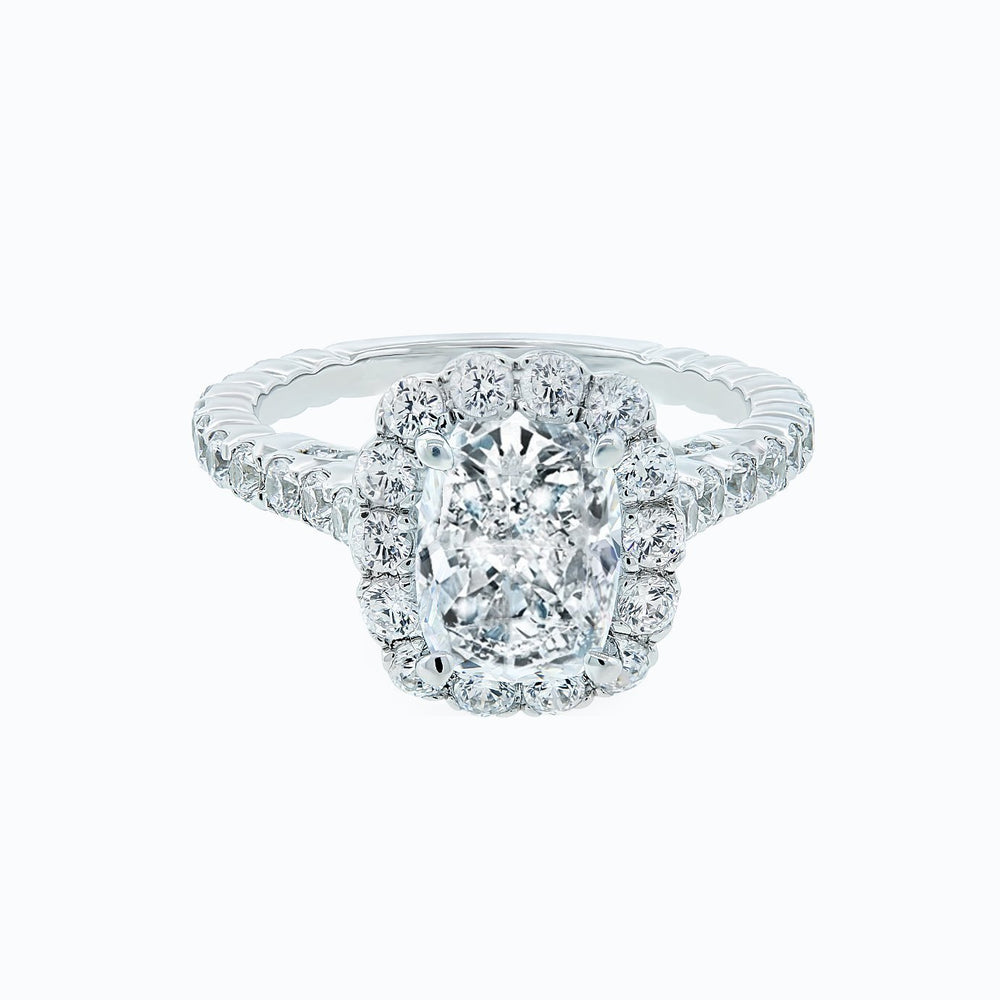 
          
          Load image into Gallery viewer, Naroza Lab Created Diamond Cushion Halo Pave Diamonds Platinum Ring
          
          