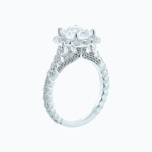 
          
          Load image into Gallery viewer, Naroza Lab Created Diamond Cushion Halo Pave Diamonds 18k White Gold Ring
          
          