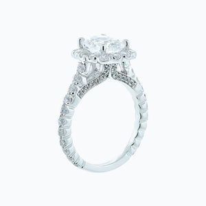 
          
          Load image into Gallery viewer, 1.00ct Naroza Lab Created Diamond Cushion Halo Pave Diamonds 18k White Gold Ring
          
          