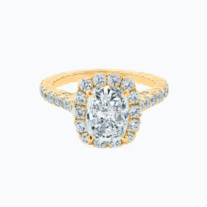 
          
          Load image into Gallery viewer, Naroza Cushion Halo Pave Diamonds Ring 18K Yellow Gold
          
          