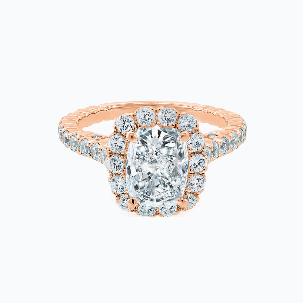 
          
          Load image into Gallery viewer, Naroza Cushion Halo Pave Diamonds Ring 14K Rose Gold
          
          