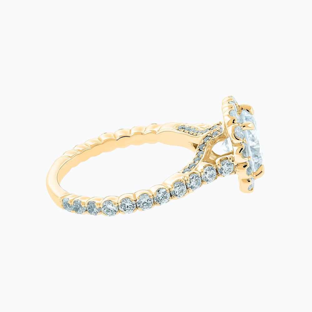 
          
          Load image into Gallery viewer, Nelia Round Halo Pave Diamonds Ring 18K Yellow Gold
          
          