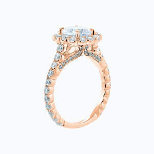 
          
          Load image into Gallery viewer, Nelia Round Halo Pave Diamonds Ring 18K Rose Gold
          
          