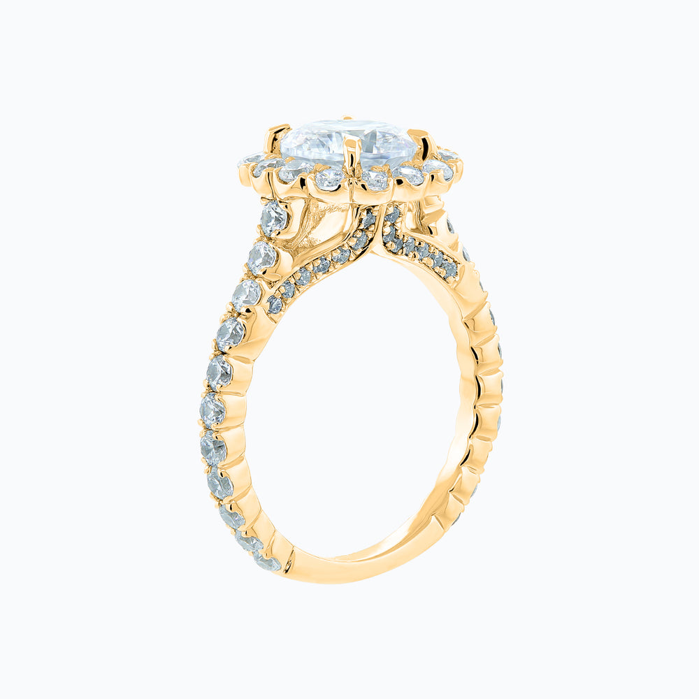 
          
          Load image into Gallery viewer, Nelia Lab Created Diamond Round Halo Pave Diamonds Yellow Gold Ring
          
          