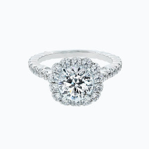 
          
          Load image into Gallery viewer, Nelia Moissanite Round Halo Pave Diamonds 18k White Gold Ring In Stock
          
          