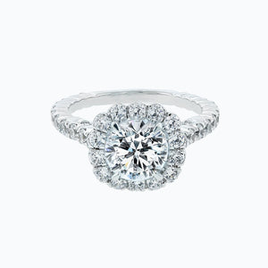 
          
          Load image into Gallery viewer, 3.00ct Nelia Lab Diamond Round Halo Pave Diamonds 18k White Gold Ring
          
          