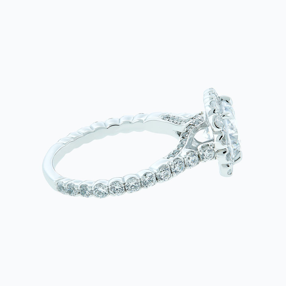 
          
          Load image into Gallery viewer, 1.90ct Nelia Moissanite Round Halo Pave Diamonds 18k White Gold Ring
          
          