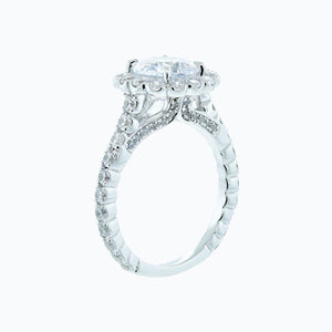 
          
          Load image into Gallery viewer, 1.00ct Nelia Moissanite Round Halo Pave Diamonds 18k White Gold Ring
          
          