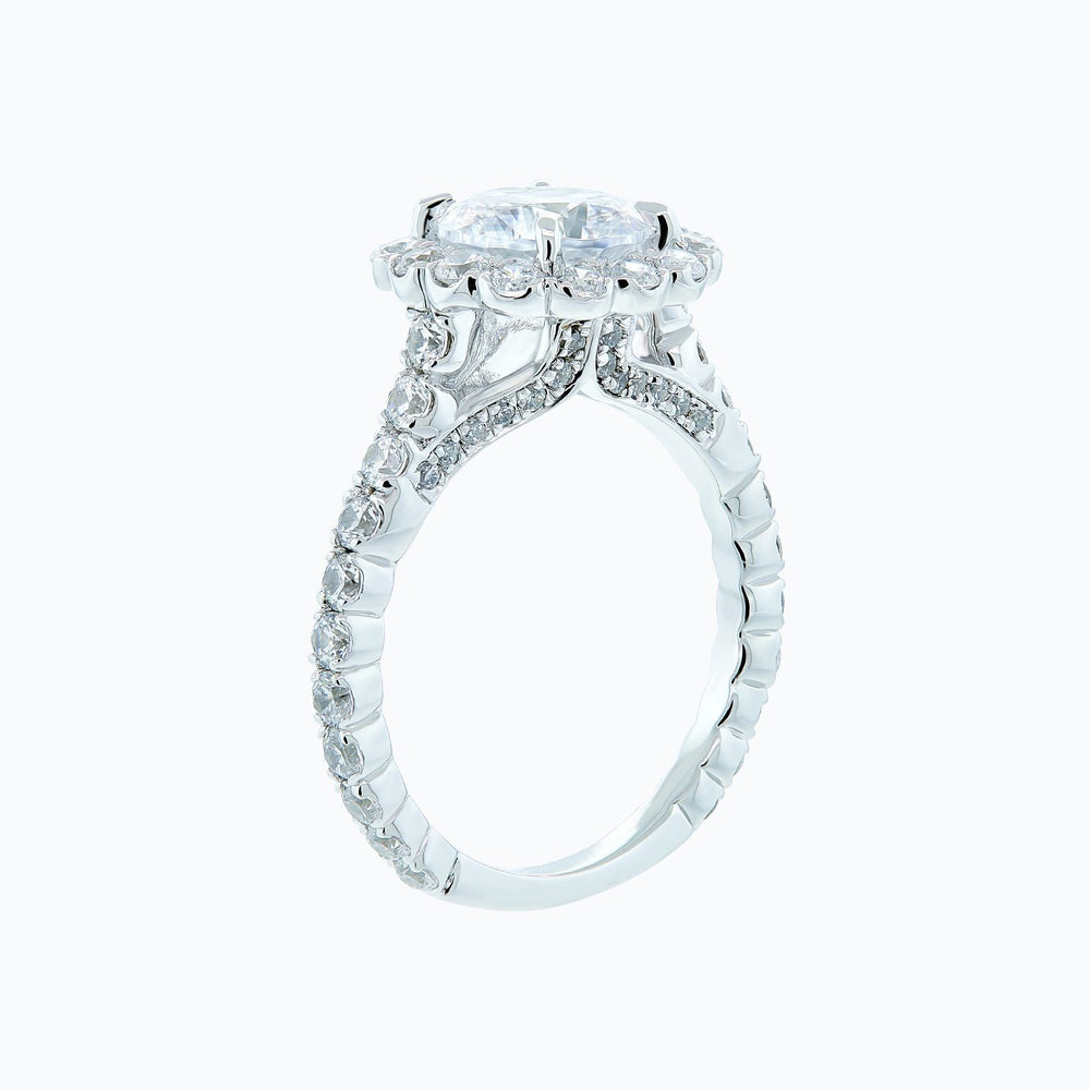 
          
          Load image into Gallery viewer, 1.75ct Nelia Lab Diamond Round Halo Pave Diamonds 18k White Gold Ring
          
          