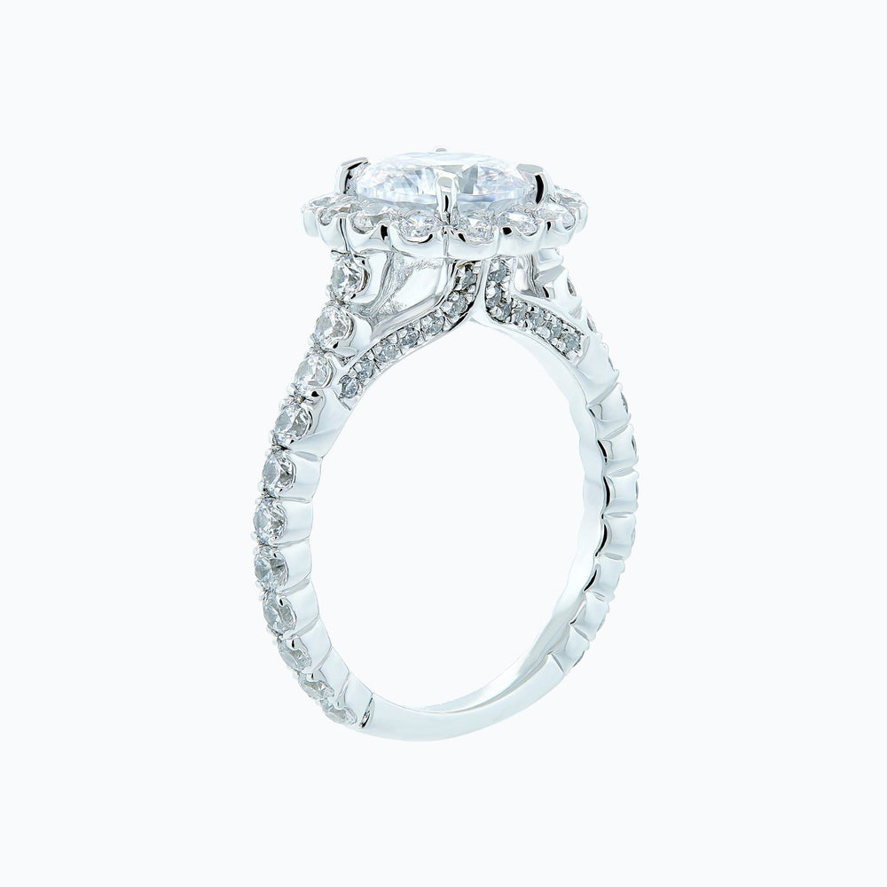 
          
          Load image into Gallery viewer, Nelia Round Halo Pave Diamonds 18k White Gold Semi Mount Engagement Ring
          
          