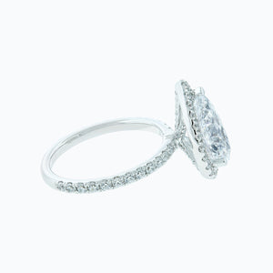 
          
          Load image into Gallery viewer, 2.00ct Netta Lab Created Diamond Pear Halo Pave Diamonds 18k White Gold Ring
          
          