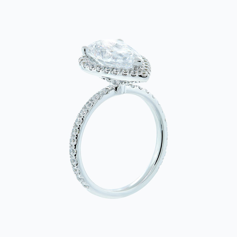 
          
          Load image into Gallery viewer, Netta Lab Created Diamond Pear Halo Pave Diamonds Platinum Ring
          
          