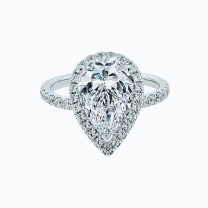 
          
          Load image into Gallery viewer, 1.00ct Netta Lab Created Diamond Pear Halo Pave Diamonds 18k White Gold Ring
          
          