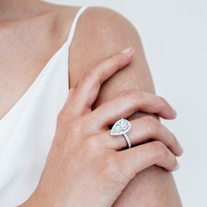 
          
          Load image into Gallery viewer, Netta GIA Diamond Pear Halo Pave Diamonds Ring
          
          