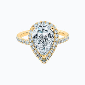 
          
          Load image into Gallery viewer, Netta Moissanite Pear Halo Pave Diamonds Yellow Gold Ring
          
          