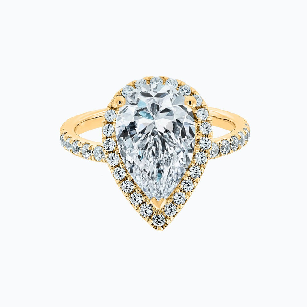 
          
          Load image into Gallery viewer, Netta Lab Created Diamond Pear Halo Pave Diamonds Yellow Gold Ring
          
          