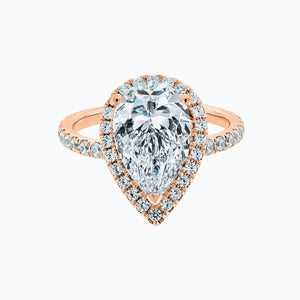 
          
          Load image into Gallery viewer, Netta Pear Halo Pave Diamonds Ring 18K Rose Gold
          
          