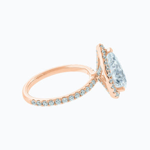 
          
          Load image into Gallery viewer, Netta Moissanite Pear Halo Pave Diamonds Rose Gold Ring
          
          