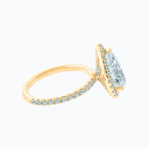 
          
          Load image into Gallery viewer, Netta Lab Created Diamond Pear Halo Pave Diamonds Yellow Gold Ring
          
          