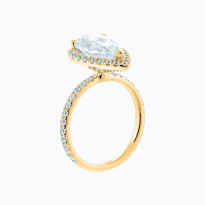 
          
          Load image into Gallery viewer, Netta Moissanite Pear Halo Pave Diamonds Yellow Gold Ring
          
          