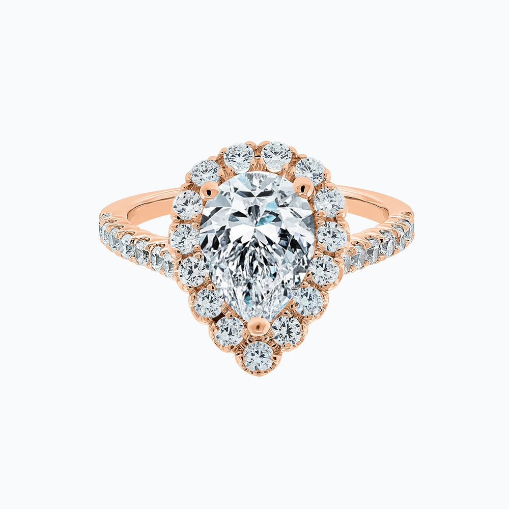 
          
          Load image into Gallery viewer, Nigella Moissanite Pear Halo Pave Diamonds Rose Gold Ring
          
          