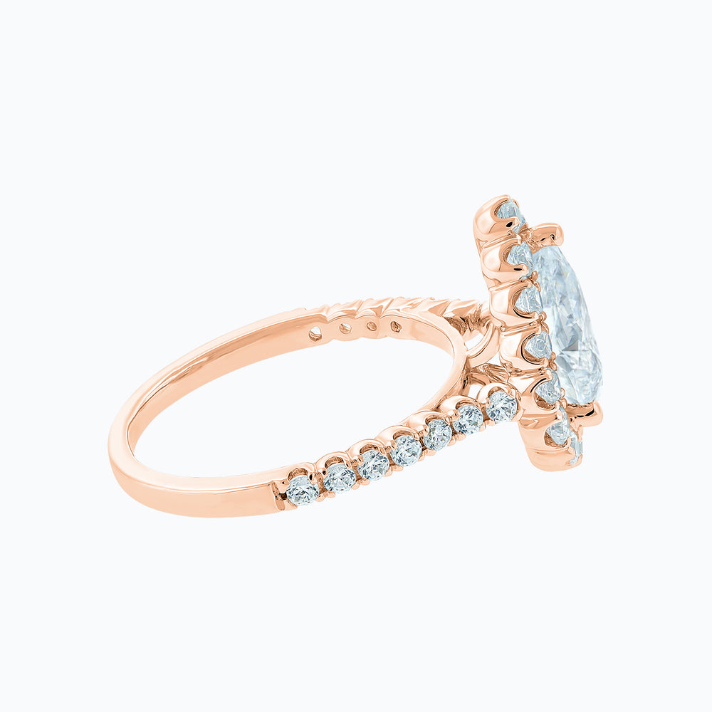 
          
          Load image into Gallery viewer, Nigella Lab Created Diamond Pear Halo Pave Diamonds Rose Gold Ring
          
          