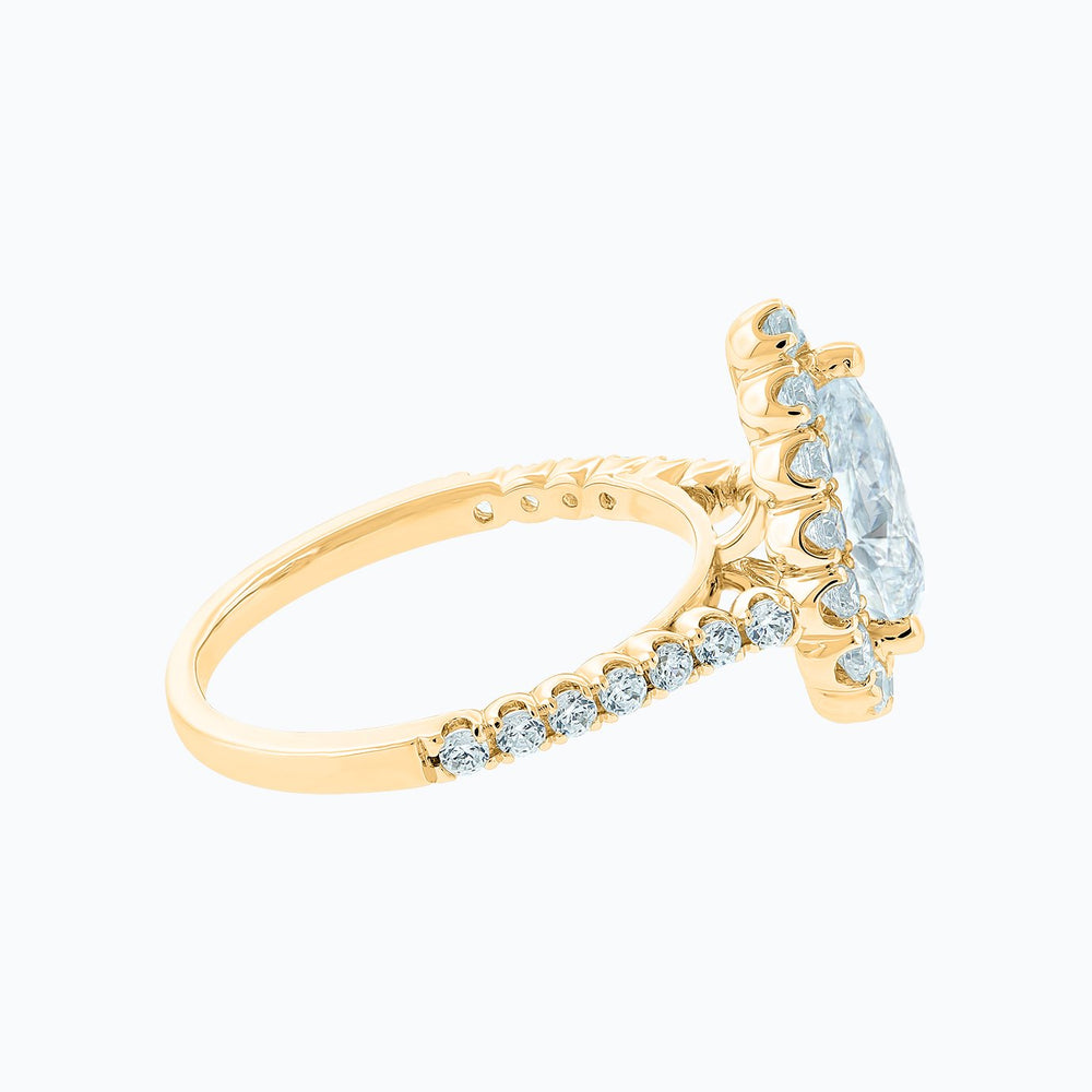 
          
          Load image into Gallery viewer, Nigella Pear Halo Pave Diamonds Ring 18K Yellow Gold
          
          