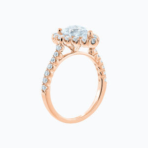 
          
          Load image into Gallery viewer, Nigella Lab Created Diamond Pear Halo Pave Diamonds Rose Gold Ring
          
          