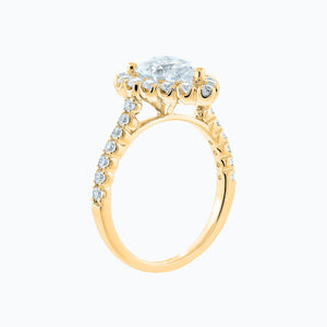 
          
          Load image into Gallery viewer, Nigella Moissanite Pear Halo Pave Diamonds Yellow Gold Ring
          
          