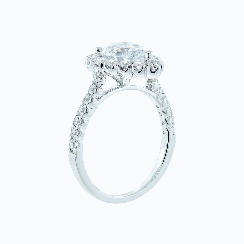
          
          Load image into Gallery viewer, Nigella Lab Created Diamond Pear Halo Pave Diamonds 18k White Gold Ring
          
          